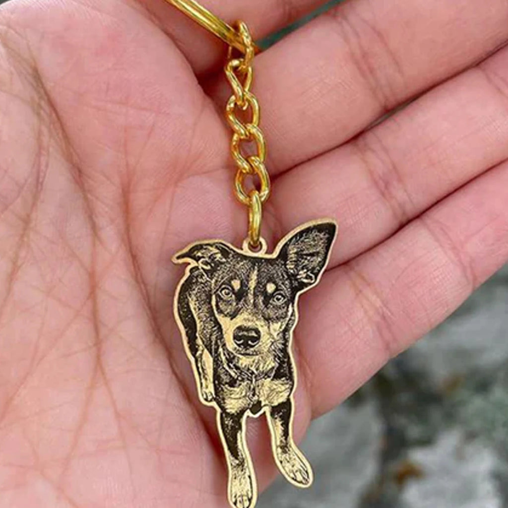 Malinois Keyring, top Gold plated keychain, Key ring with a dog, Solid key pendant, Gift Box available