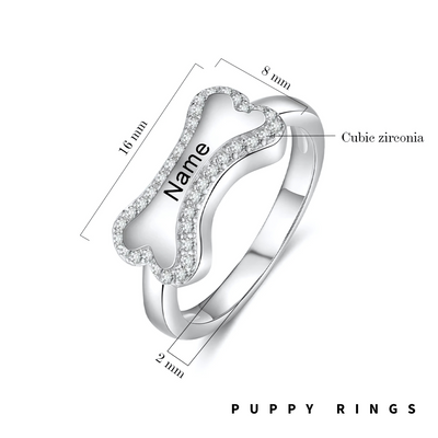 Personalize Dog Bone Name Rings Pets Band