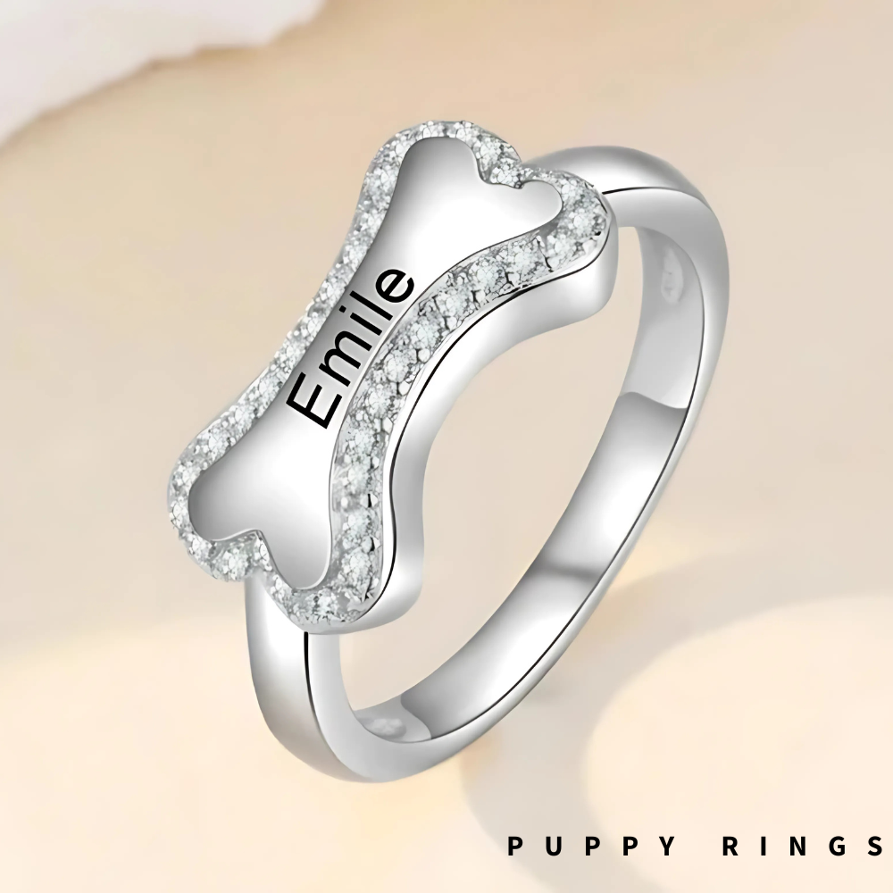 Personalize Dog Bone Name Rings Pets Band