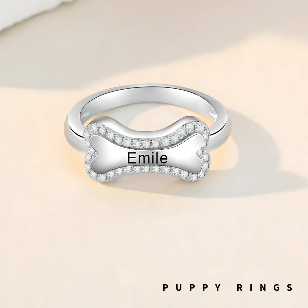 Personalize Dog Bone Name Rings Pets Band